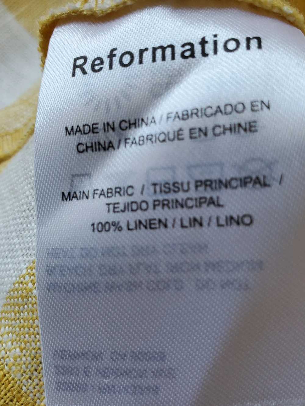 Reformation Barrett Linen Top Dandelion Check Size 6